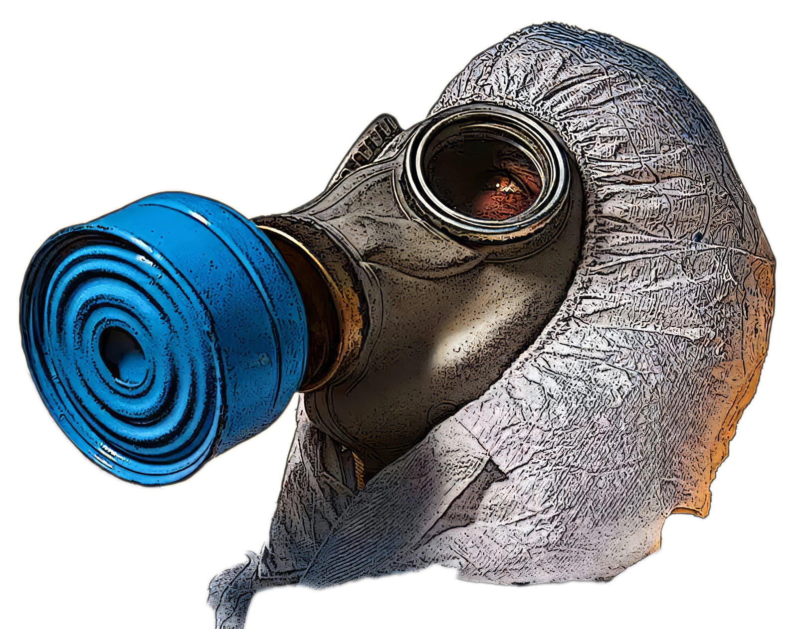 Toxic Times — gas mask portrait, Blue Glory edition
